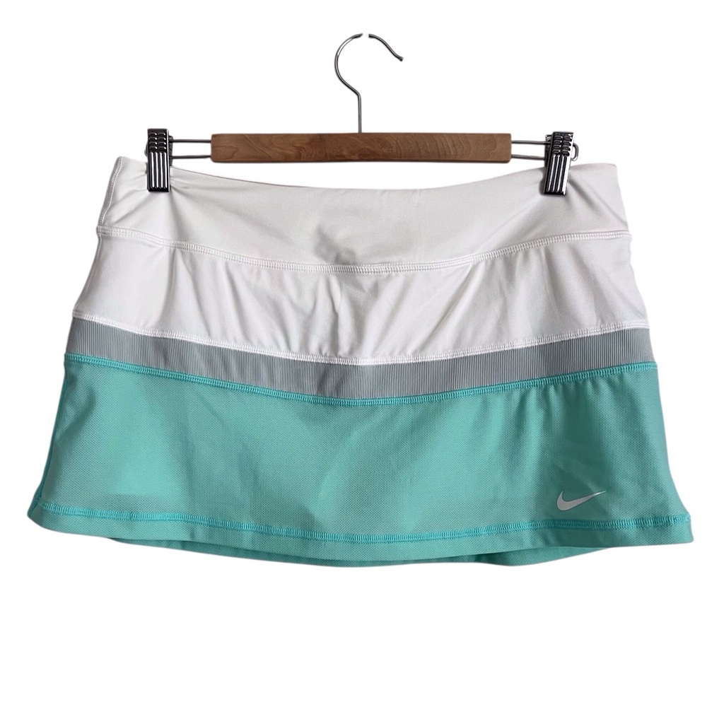 Nike Dri-Fit Tennis Skort Teal White Sporty Athletic Golf Preppy Women’s Large
